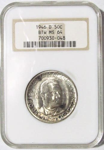 1946 D BOOKER T WASHINGTON Silver Half Dollar NGC MS64 Old Fatty