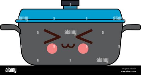Kawaii Cocina Olla Cacerola De Dibujos Animados Imagen Vector De Stock