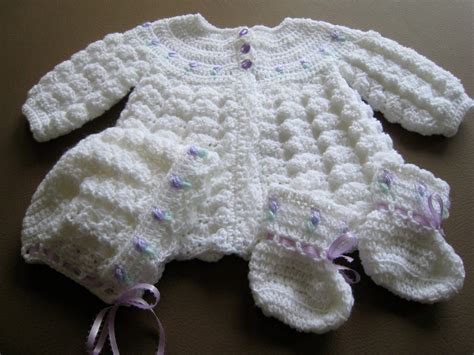 Handmade Crochet Baby GIrls Sweater Set With by canamcreations