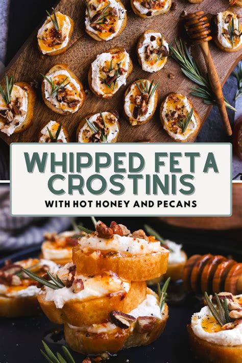 Whipped Feta Crostinis With Hot Honey And Pecans Recipe Appetizers