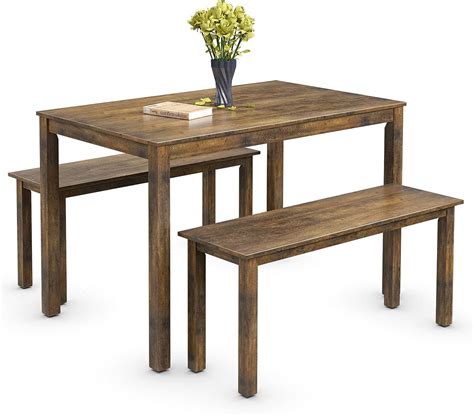 Amazon Giantex Dining Table With Bench Wooden Pcs Kitchen