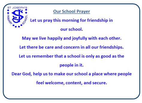 Our School Prayer - St Joseph's Catholic Primary School