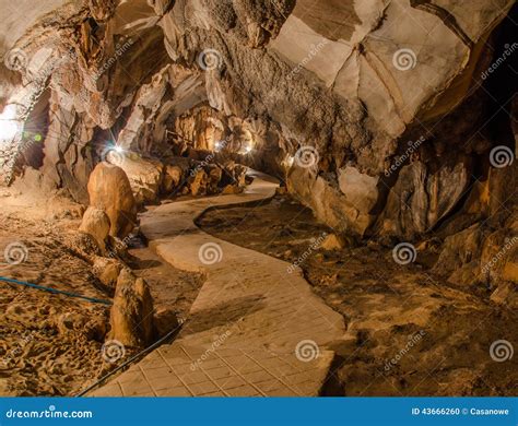 Pathway Underground Cave In Laos With Stalagmites Stock Photo Image