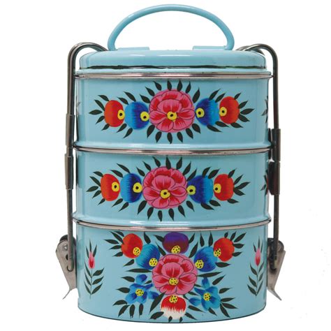 traditional indian tiffin box hand painted  pretty tiffin