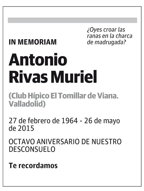 Antonio Rivas Muriel Esquela El Norte De Castilla