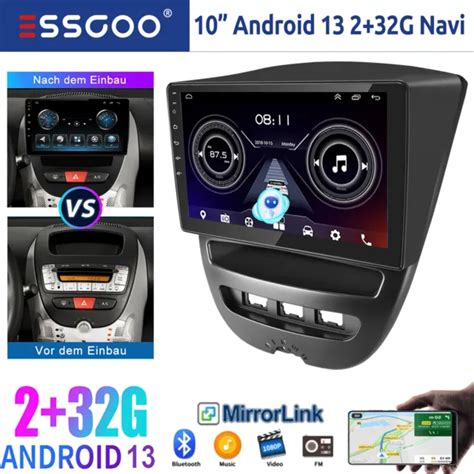 2 32G ANDROID 13 Autoradio Carplay GPS Navi pour Peugeot 107 Citroën C1