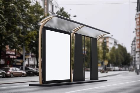 Premium AI Image Street Advertising Bus Stop Mockup AI Generated