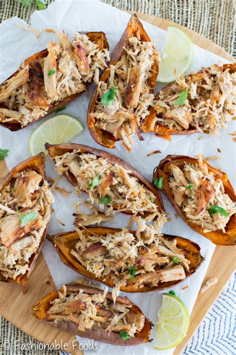 Slow Cooker Pork Carnitas Stuffed In Sweet Potato Skins