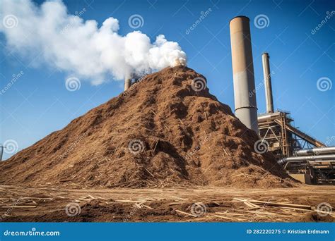 Biomass Conversion Process With A Pile Of Organic Waste Next To A