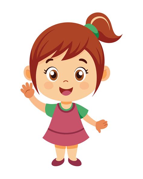 linda pequeno nina dibujos animados ondulacion mano en blanco