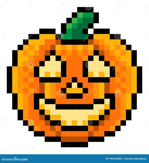 Halloween Pumpkin Lantern Pixel Art Game Icon Stock Vector