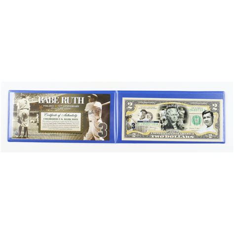 Babe Ruth Genuine Legal Tender U S 2 Two Dollar Bill Commemorative