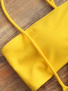 Bandeau Top And High Waisted Slip Bikini Bottoms YELLOW Bikinis S ZAFUL