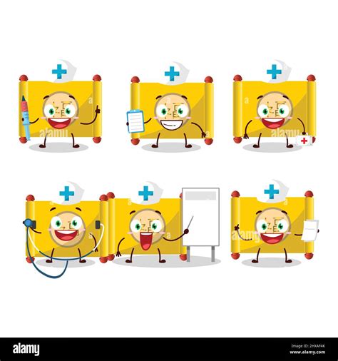 Doctor Profession Emoticon With Yellow Paper Roll Chinese Cartoon