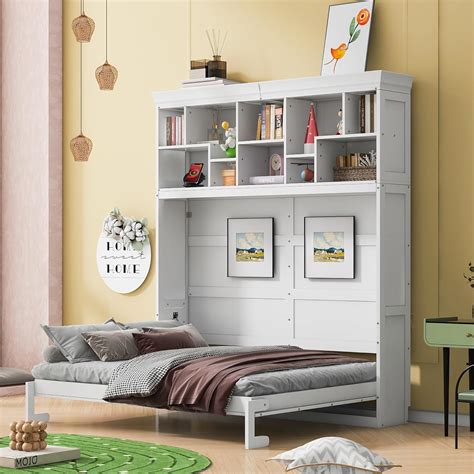 Amazon Merax Modern Farmhouse Solid Wood Murphy Cabinet Bed With