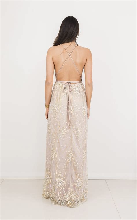 Eternal Sunshine Maxi Dress In Nude Glitter Party Clothes