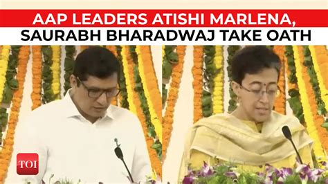 Bharadwaj Delhi AAP MLAs Atishi Saurabh Bharadwaj Take Oath As Delhi