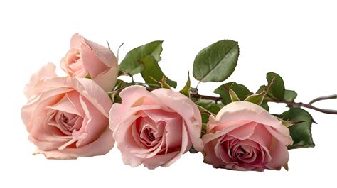 Photography Of Beautiful Pink Roses And Leaves On Transparent