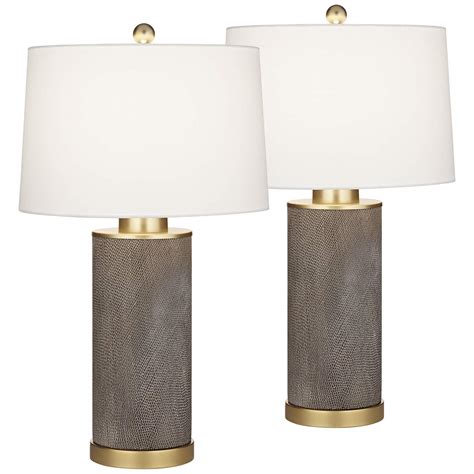 Gilson Gold Textured Gray Modern Ceramic Table Lamps 898w1 Lamps Plus