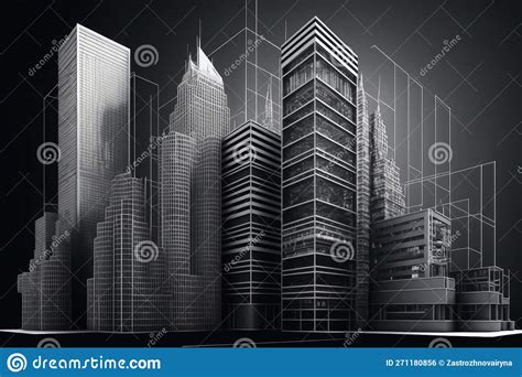 Planning Blueprints of Skyscrapers on a Black Background. Generative Ai ...