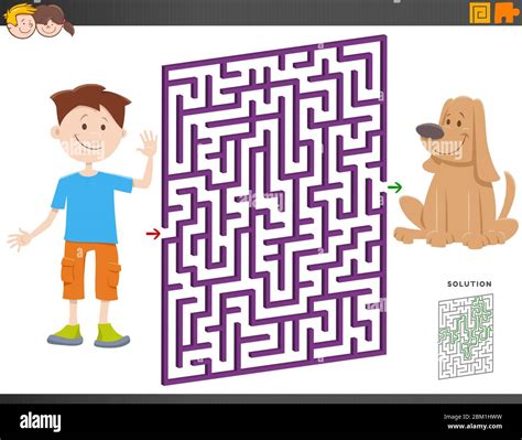 Cartoon Illustration Of Educational Maze Puzzle Game For Children With