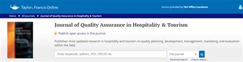 旅游学优质期刊journal Of Quality Assurance In Hospitality And Tourism，推进与中国学者的交流 知乎