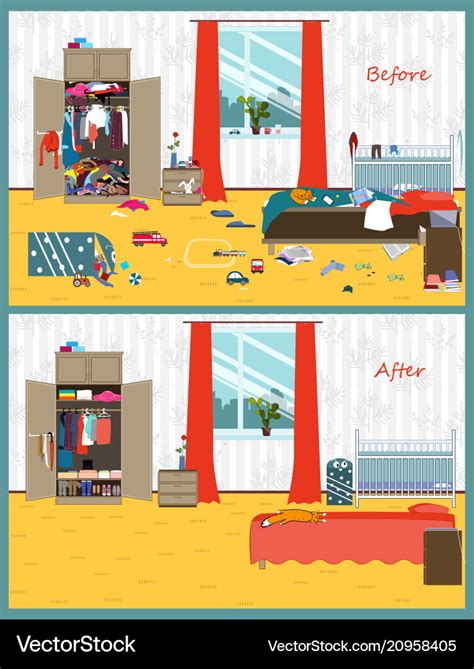 Dirty And Clean Room Disorder In The Interior Vector Image