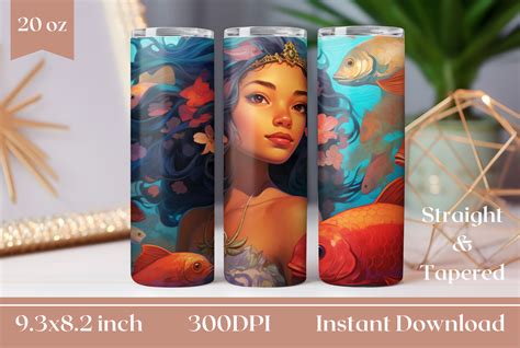 Little Mermaid Girl Tumbler Wrap Graphic By Ailirel Design · Creative