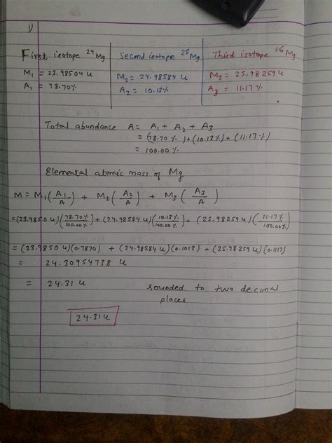 Solved Calculate The Elemental Atomic Mass Of Mg If The Naturally