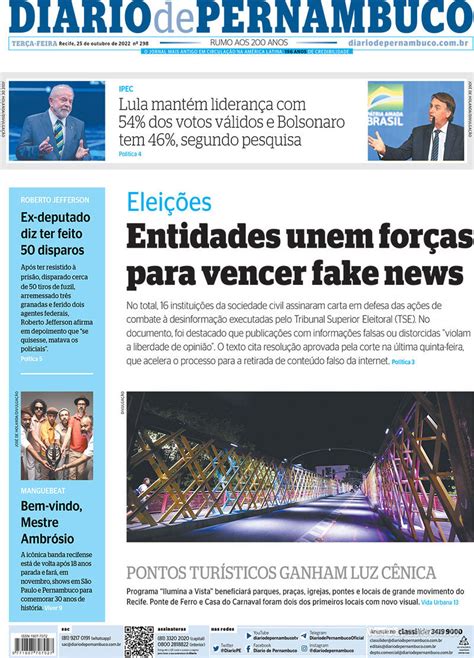 Capa Diario De Pernambuco Segunda De Janeiro De