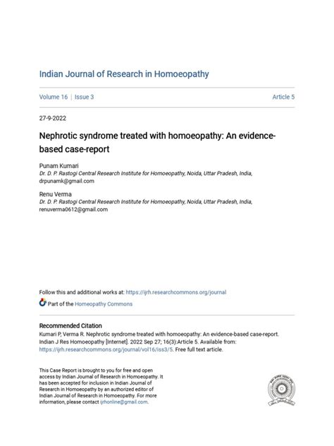 Nephrotic Syndrome - A Case-Report | PDF | Homeopathy | Causes Of Death