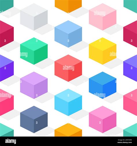 Seamless Pattern Of Isometric Colorful Cubes Stock Vector Image Art