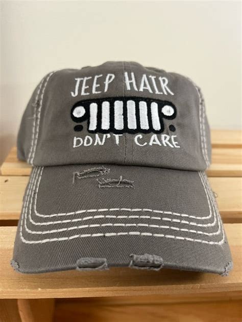 Ball Cap Vintage Jeep Hair Don T Care Harbor View Designs And Ts