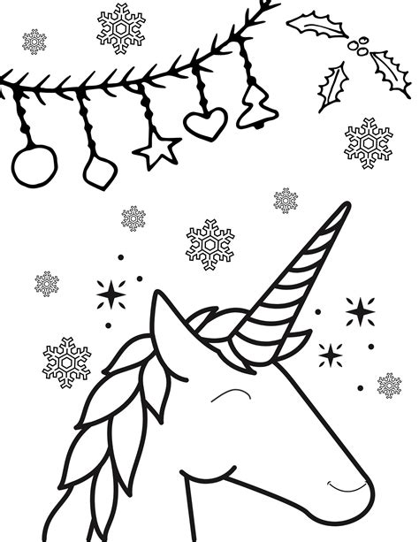 Free Printable Christmas Unicorn Coloring Pages