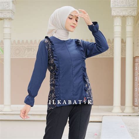 Jual Navy Marin Series Blouse Batik Busui Motif Burung Murai Batik