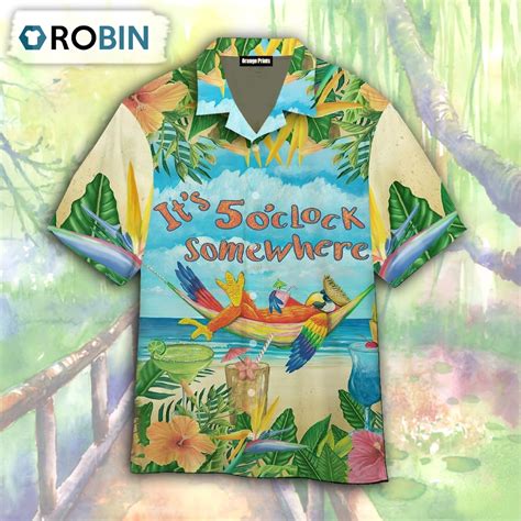 Parrot It S O Clock Somewhere Aloha Hawaiian Shirt Robinplacefabrics