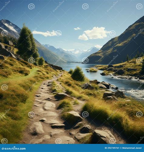 Hiking Trail Guides through Mountainous Terrain To Reveal Picturesque