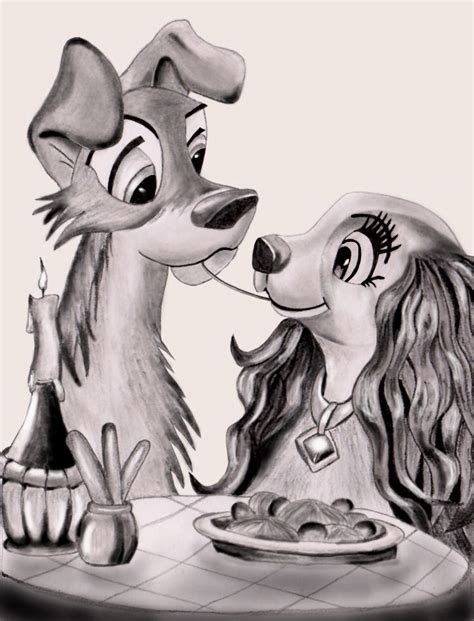 This Is A Pencil Drawing Version Of Lady And The Tramp A Ref Pic