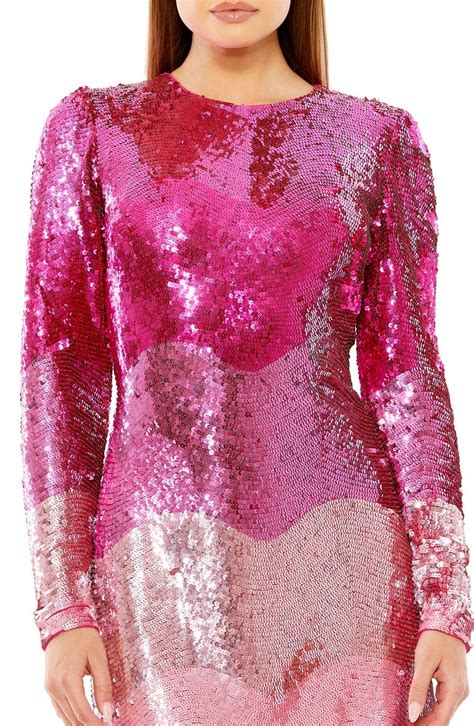 Mac Duggal Sequin Long Sleeve Sheath Minidress Nordstrom