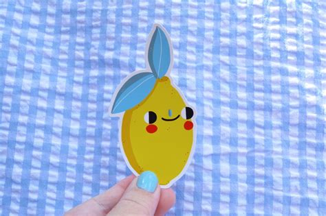 Cute Lemon Sticker Kawaii Food Decal Vinyl Die Cut Fruit Etsy