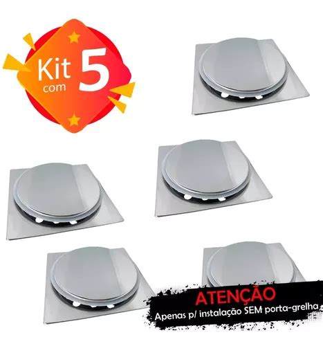 Kit 5 Ralos Click Inteligente Quadrado 10x10 Inox Banh Cq105 Frete grátis