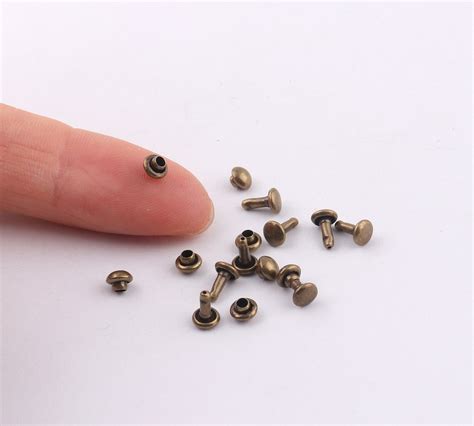 Mini Rivets Studs Bronze Round Rapid Rivets 4mm Wide Double Etsy