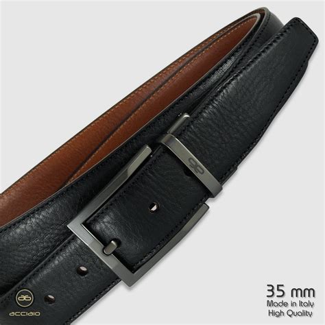 Cintura Reversibile Uomo Double Face Emerald Nero Cognac Acciaio