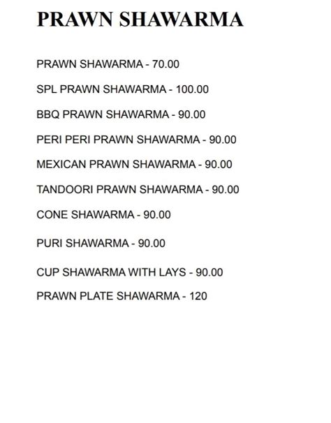 Menu At Shawarma Cottage Chennai