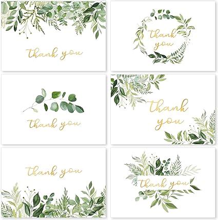 Amazon Anydesign Pack Greenery Thank You Cards With Stickers