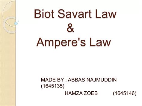 Biot Savart Law Amperes Law Ppt