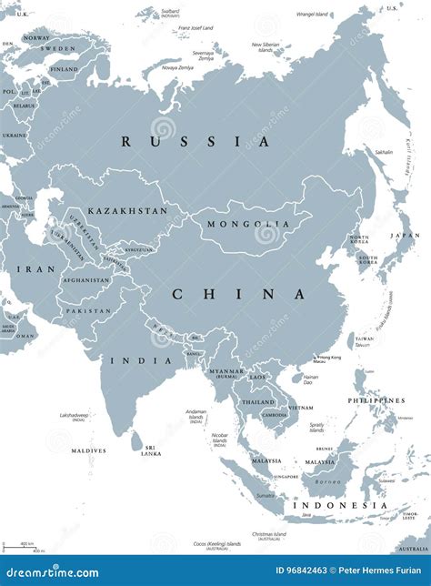Asia Political Map. Location, Navigation And Travel Icons. Asian