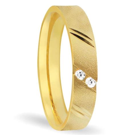 Aliança Em Ouro 18k Com Detalhe E Dois Brilhantes As0449 Dourado