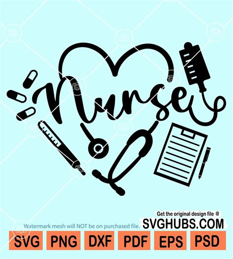 Nurse Heart Tools Svg Medical Clip Art Svg Stethoscope Svg Heart