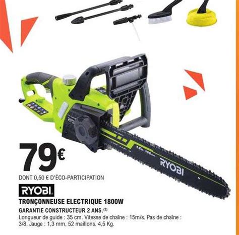 Offre Tronçonneuse électrique 1800 W Ryobi chez ELeclerc Brico